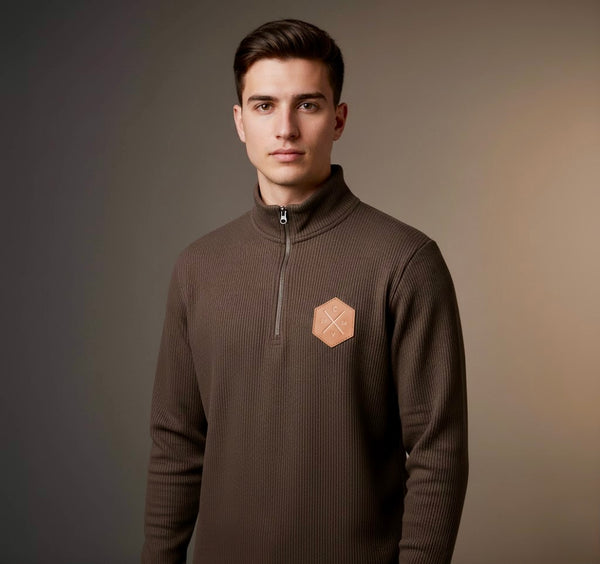 Dark brown Zip up pullover (Rib)