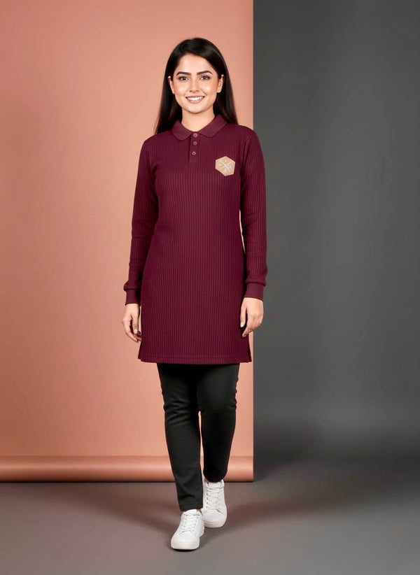 Long polo style Top(Rib)