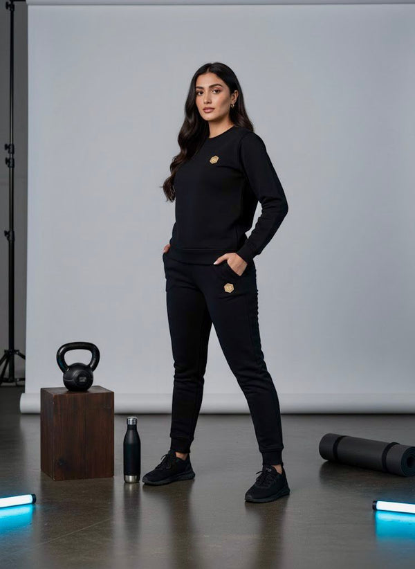 Winter 2pcs cotton tracksuit (Black)